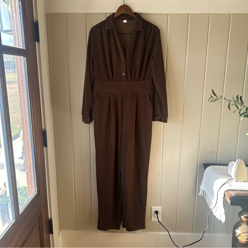 HALARA Brown Long Sleeve Jumpsuit